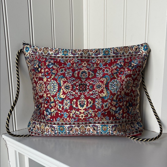 Handbags - Handmade Persian-style Textured Red Gold Cross Body/Shoulder Bag with Rope Strap